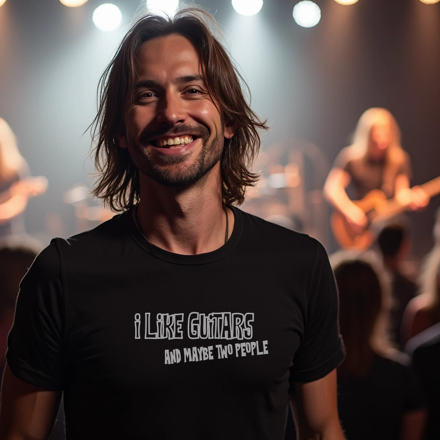 Guitar Shirt Gift For Guitarists "I Like Guitars and maybe two people" Statement Shirt. INC FREE SCRATCHPLATE KEYCHAIN GIFT