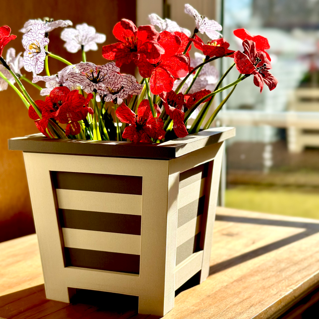 Wood Infused Planter – Modern Indoor Planter with Drainage. Eco-Friendly