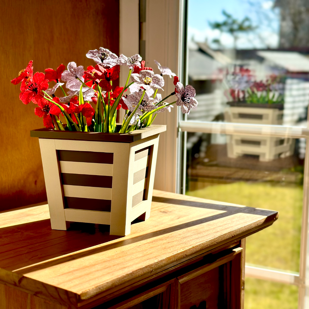 Wood Infused Planter – Modern Indoor Planter with Drainage. Eco-Friendly