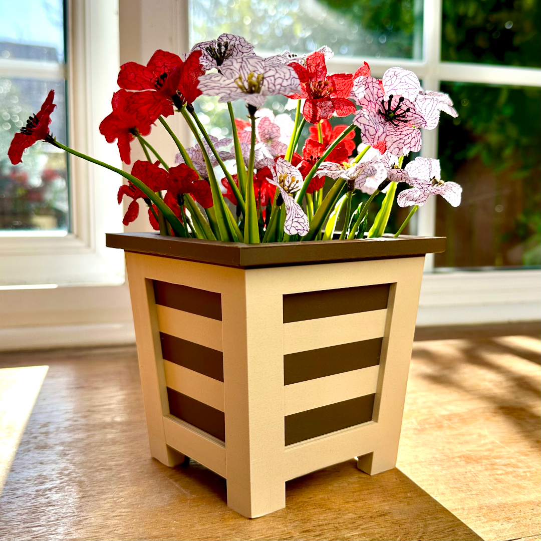 Wood Infused Planter – Modern Indoor Planter with Drainage. Eco-Friendly