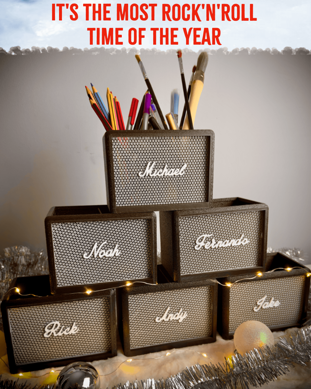 Personalised Marshall Desk Tidy Gift for Guitar Players